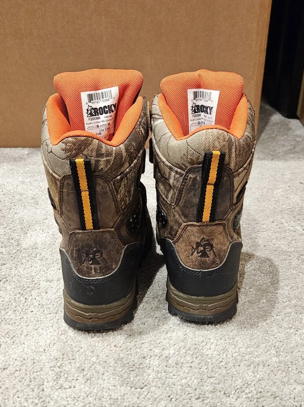 Rocky Kids Camo Waterproof Boots with Orange Lining